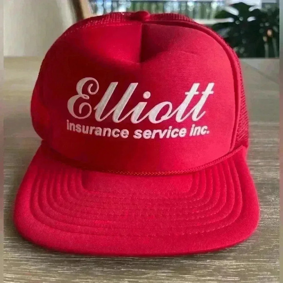 Elliott Insurance Service Inc Hat Snapback Cap Red Trucker Mesh Cameo - Picture 1 of 7